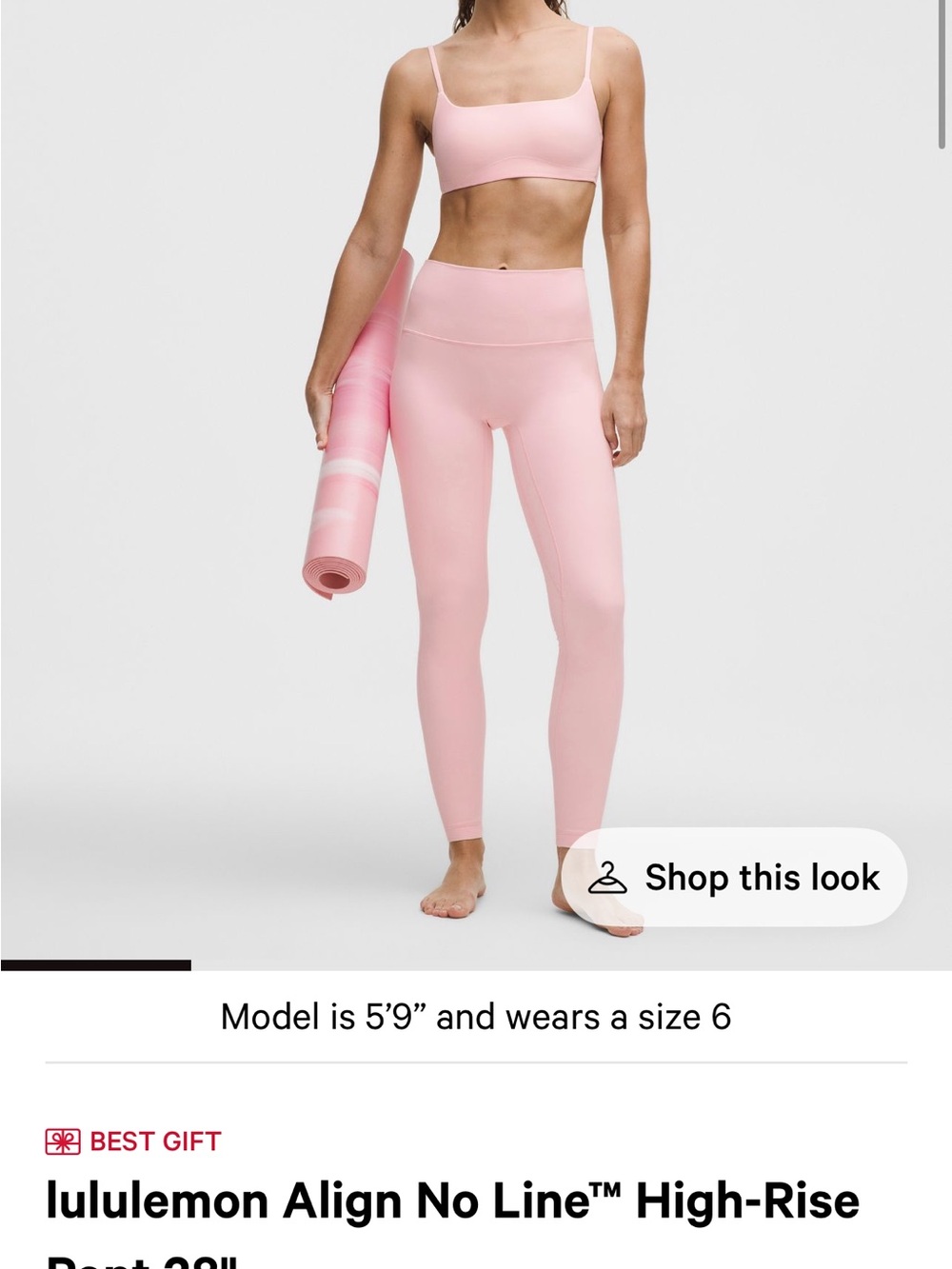 Lululemon Align No Line High-Rise Leggings in Light Pink-Size 6